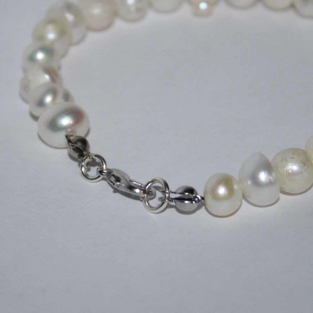 Beautiful NWOT White natural Pearl Bracelet 7.75" - Picture 4 of 6